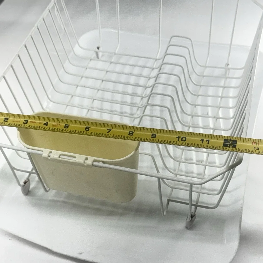 Vintage White Rubbermaid Dish Drainer Drying Rack Coated Wire 12.5